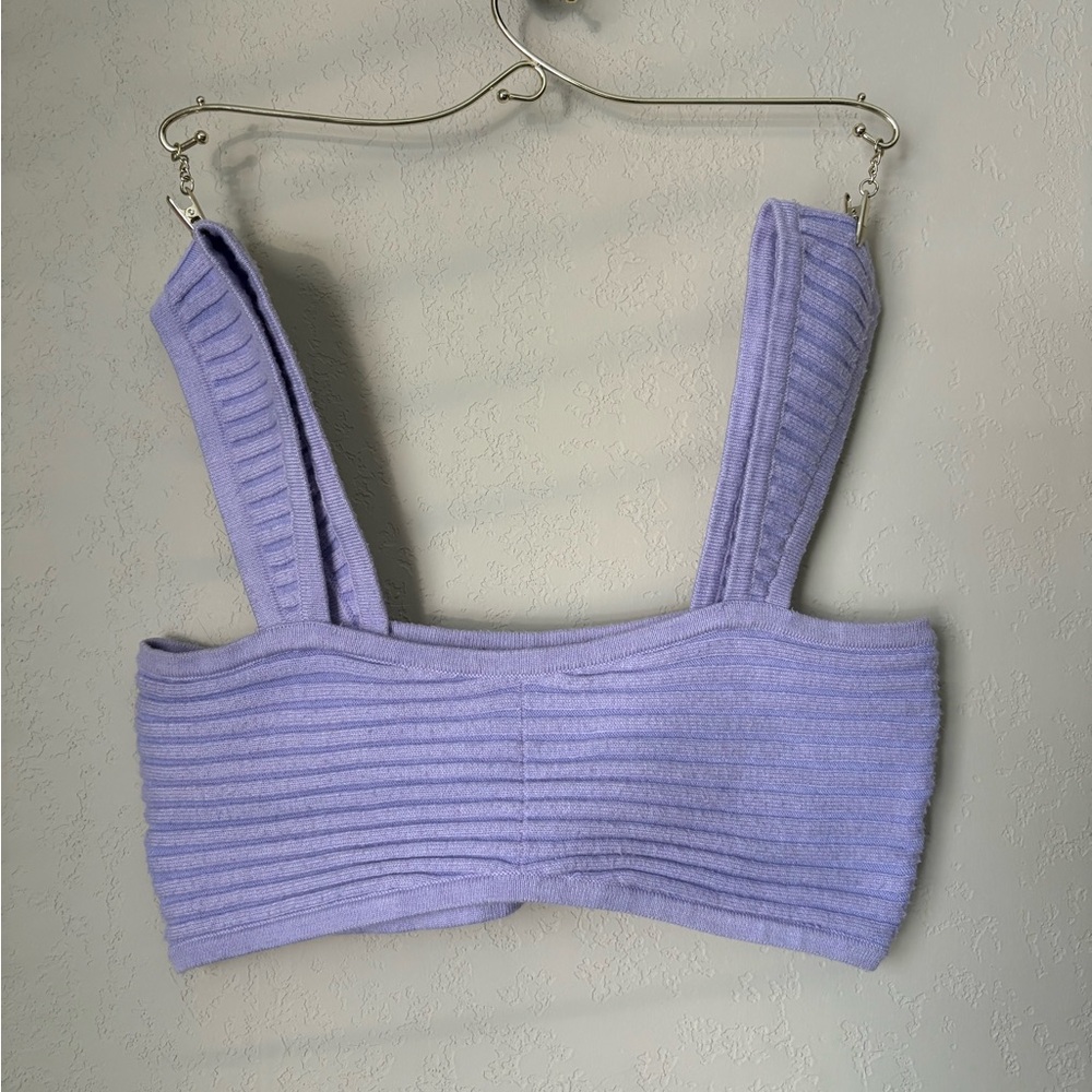 Lavender Ribbed Knit Crop Top